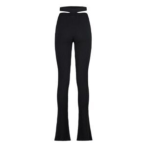 ANDREADAMO Women's Ribbed Cut-Out Flared Pants Women BLACK